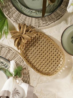 Pure Home + Living - Gold Antique Polyresin Pineapple Decorative Platter
