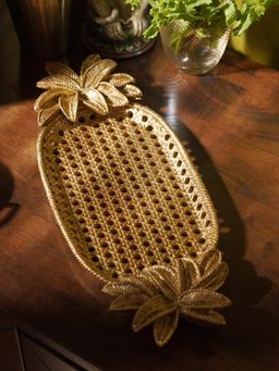 Pure Home + Living - Gold Antique Polyresin Pineapple Decorative Platter