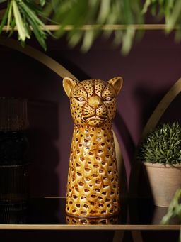 Pure Home + Living - Yellow Leopard Head Shaped Ceramic Vase