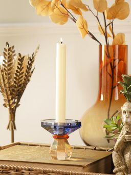 Pure Home + Living - Amber & Blue Glass Crystal Candle Holder