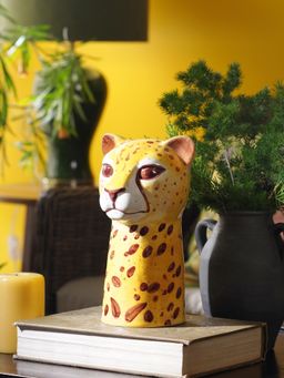 Pure Home + Living - Yellow Cheetah Head Ceramic Vase