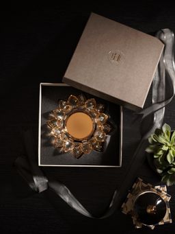 Pure Home + Living - Brown Light Amber Crystal Candle Holder