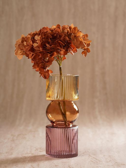 Pure Home + Living Multi-Color Ambre Ombre Shaped Glass Vase