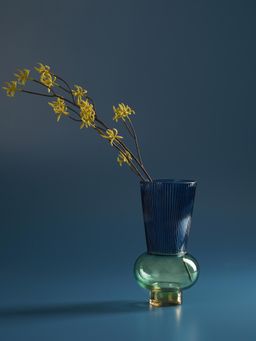 Pure Home + Living - Blue & Amber Ombre Glass Vase