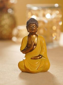 Pure Home + Living - Yellow Antique Gold Polyresin Sitting Buddha