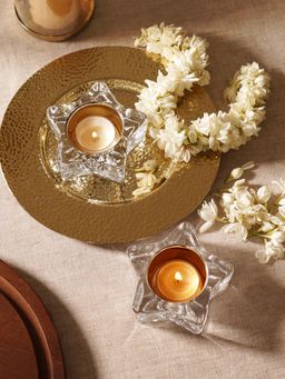 Pure Home + Living - Transparent Star Shaped Candle Tea Light Holders (Pack of 2)