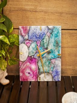 Homearte - Agate Square Wall Clock - Multi-Color