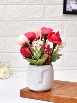 Tayhaa - White Artificial Flowers with Modern Pot
