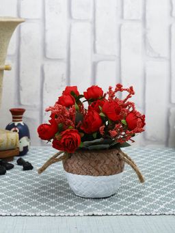 Tayhaa - Brown Artificial Rose Plant with Ceramic Pot