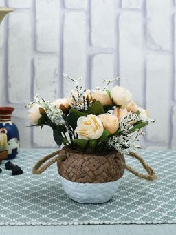 Tayhaa - Brown Artificial Rose Plant with Ceramic Pot