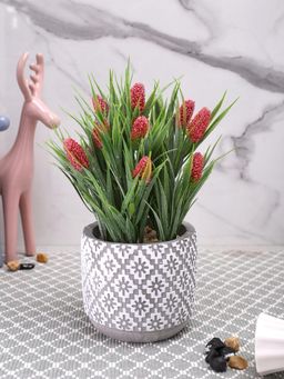 Tayhaa - Grey Pristine And Awe-Struck Indoor Faux Plant with Ceramic Pot