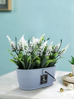 Tayhaa - Artistic Blue Lupine with Handle Ceramic Pot