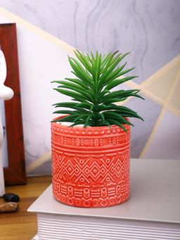 Tayhaa - Red Highly Attractive Faux Plant with Designer Ceramic Pot