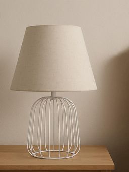 Aarvi Decor - Beige Metal Cage Table Lamp