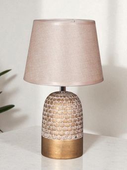 Aarvi Decor - Wooden Metallic Beige Study Desk Lamp