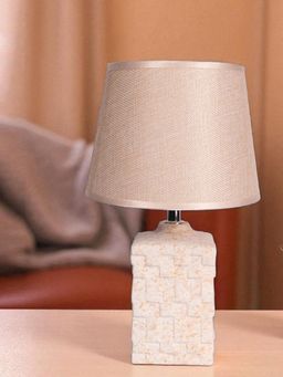 Aarvi Decor - Wooden Metallic Beige Study Desk Lamp