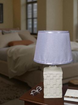 Aarvi Decor - Wooden Metallic White Study Desk Lamp