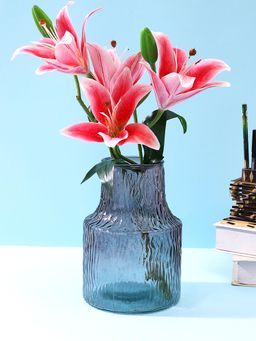 Tayhaa - Red And White Lily Blooms Flower Stems (Pack of 2)