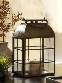 Pure Home + Living - Brown Antique Finish Hammered Lantern