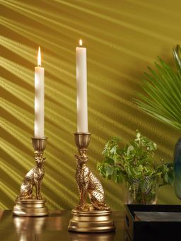 Pure Home + Living - Gold Polyresin Cheetah Candle Holder