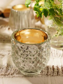 Pure Home + Living - Transparent Diamond Textured Candle Tea Light Holders (Pack of 2)