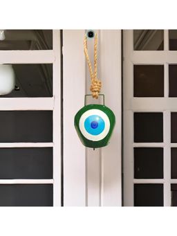 JASMEY HOMES - Green Evil Eye Cow Bell For Wall Decor