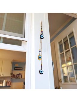 JASMEY HOMES - Multi-Color 3 Tara Evil Eye Cow Hand- Painted Iron Hanging Bell