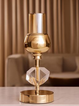 Aarvi Decor - Gold Crystal Cube Candle Holder