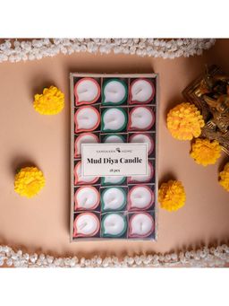 Samskara Home - Multi-Color Mud Diya Candle (Pack of 18)