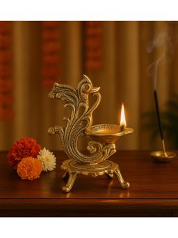Amaya Decors - Gold Aluminium Peacock Diya