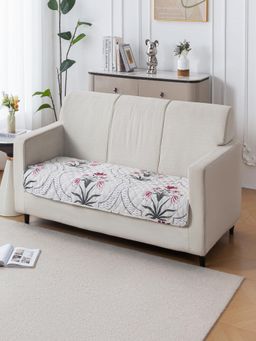 House of Quirk - White Anti-Slip Washable Couch Protector Quilted Sofa Cover