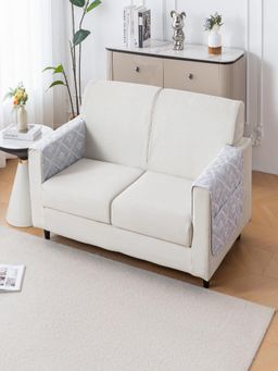 House of Quirk - Mat Leaf Pattern Chenille Fabric Seater Sofa Cover - Grey Canvas (Pack of 2)