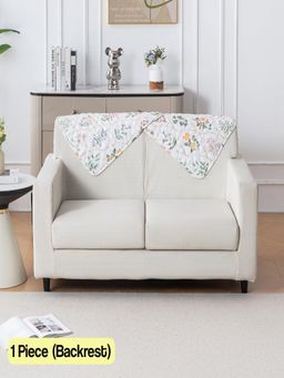 House of Quirk - White Washable Couch Protector Quilted Sofa Backrest Cover