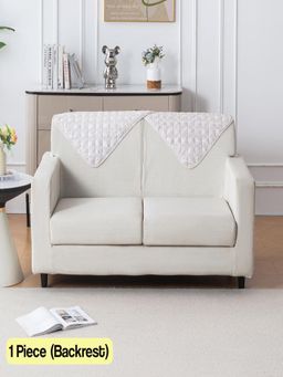 House of Quirk - Beige Washable Couch Protector Quilted Sofa Backrest Cover