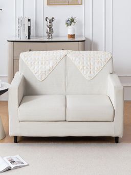 House of Quirk - White Washable Couch Protector Quilted Sofa Backrest Cover