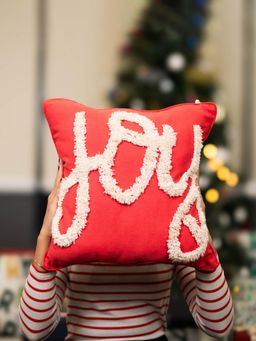 THE ZAPPY BOX - Red Tufted Joy Cushion Cover