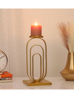 Amaya Decors - Gold Metal Wired Oval Striped Candle Holder