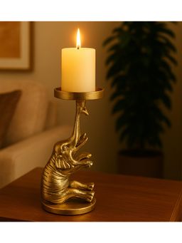 Amaya Decors - Gold Elephant Meena Candle Holder