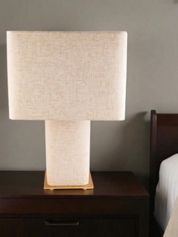 Aarvi Decor - Beige Linen & Metal Decorative Luxe Majesty Table Lamp