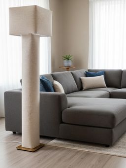 Aarvi Decor - Beige Linen & Metal Decorative Luxe Majesty Floor Lamp