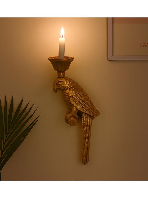 Amaya Decors Gold Wall Parrot Wall Sconces Candle Holder