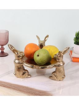 Amaya Decors - Gold Rabbit Aluminium Decorative Platter