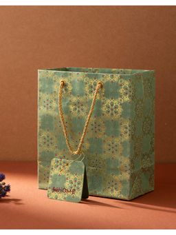 Fabindia - Teal Paper Printed Sarkhaab Gift Bag