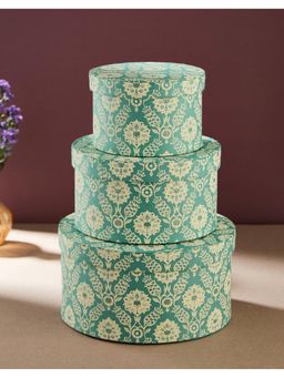 Fabindia - Teal Paper Printed Sarkhaab Gift Box (Pack of 3)