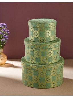 Fabindia - Green Paper Printed Sarkhaab Gift Box (Pack of 3)