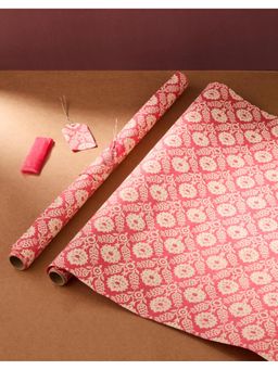Fabindia - Pink Paper Printed Sarkhaab Wrapping Sheet (Pack of 2)