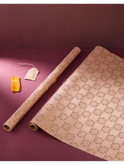 Fabindia - Pink Paper Printed Sarkhaab Wrapping Sheet (Pack of 2)