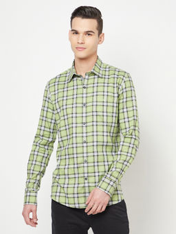 CRIMSOUNE CLUB - Men Green Checked Shirt