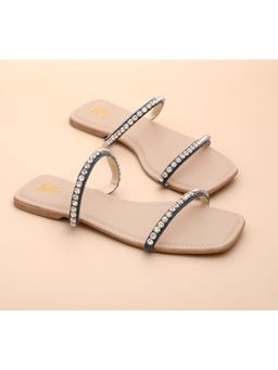 Shoe that fits you - Denim Blue Diamond Open Toe Flats