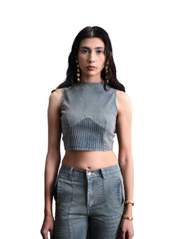THNWHN - Blue Vintage Warrior Crop Top